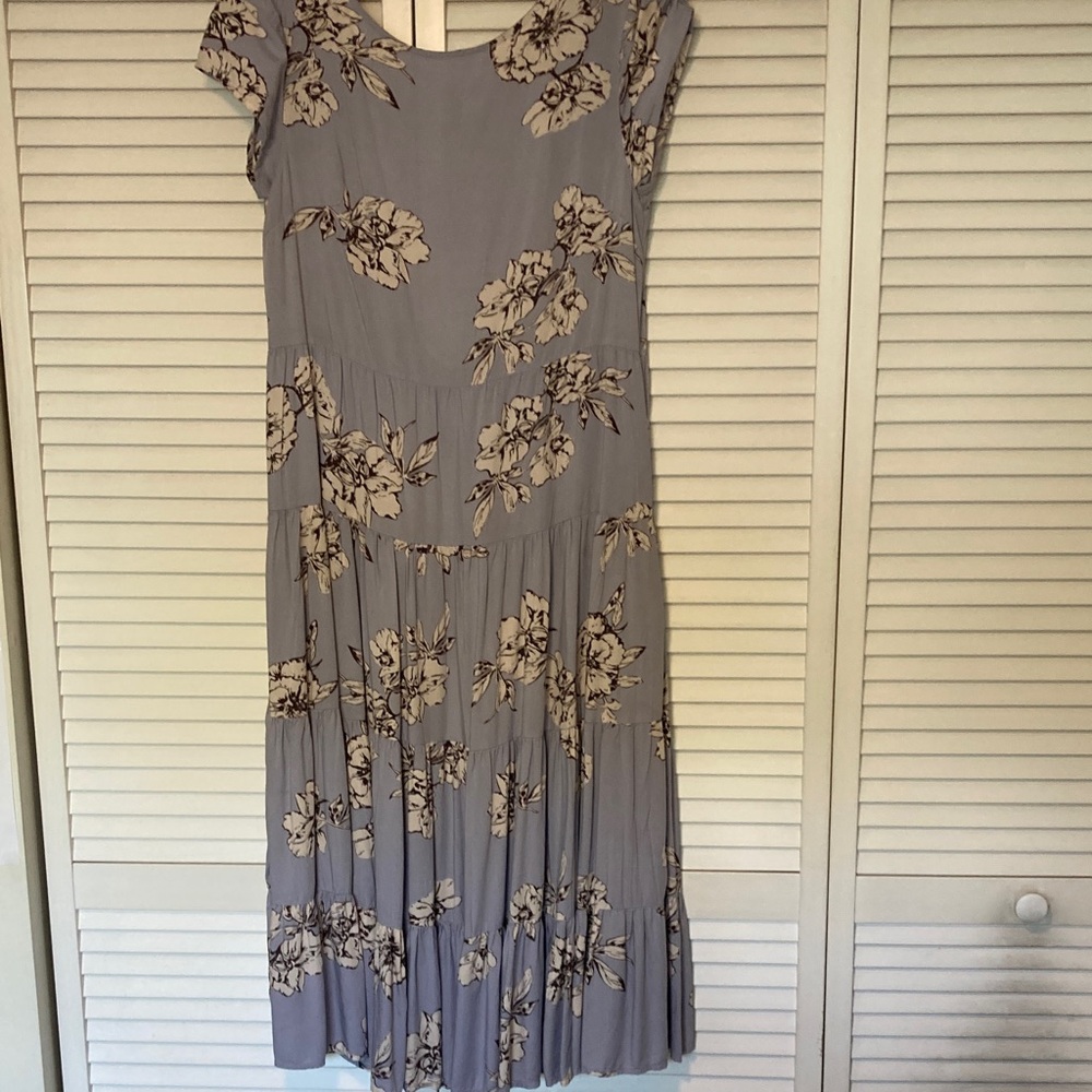 Free People Gray Floral Midi Dress